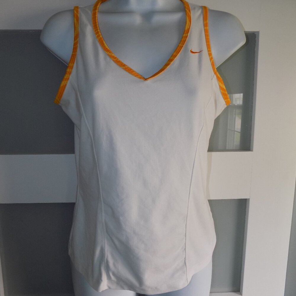 Nike Dri-Fit White/Yellow Sleeveless Tank Top Size M Women's
